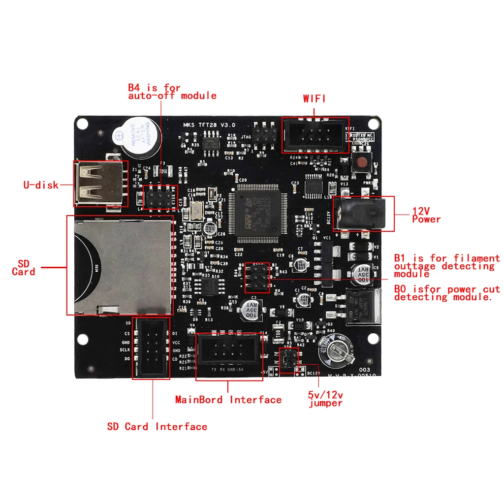 Плата управления для 3D принтера контроллер MKS SBASE V1.3 + TFT28 сенсорный ЖК дисплей
