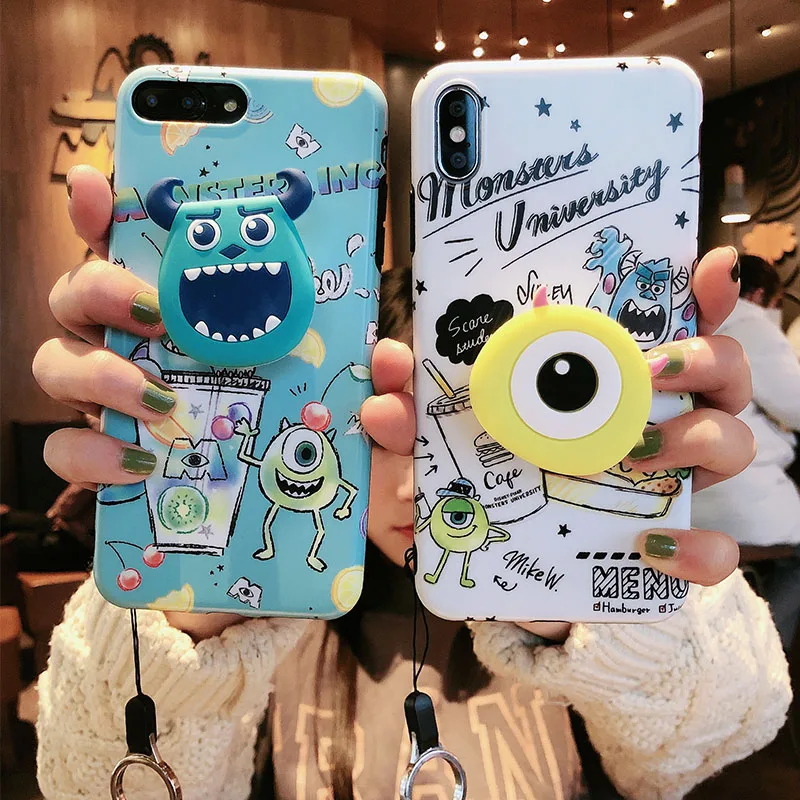 Мягкий чехол для iphone XS max Monsters, милый чехол Sullivan Mike для iphone 11 Pro 6 6s 7 8 plus, мультяшная оболочка+ подставка+ ремешок