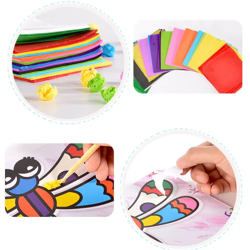 

Montessori Educational Toys For Children Tissue Paper Art Painting Kit Children Early Learning DIY Creative Toys Handmade CZ3048