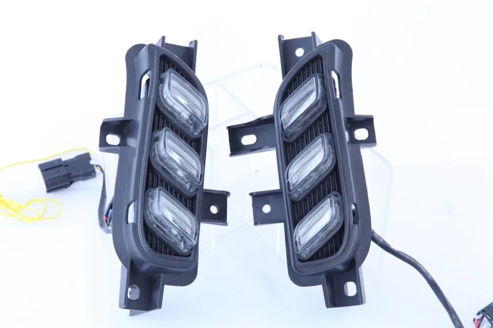 EOsuns светодиодный DRL Дневной ходовой светильник наивысшего качества для kia k3, синий Ночной светильник, желтый сигнал поворота, беспроводное управление