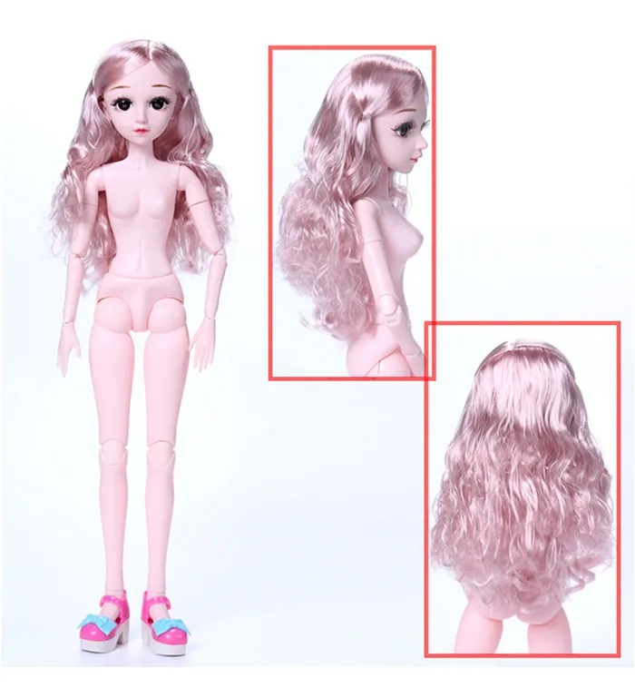 60 см BJD кукла 3D глаза 18 подвижный шарнирный парик Обнаженная девушка куклы тело с обувью Аксессуары куклы игрушки для девочек
