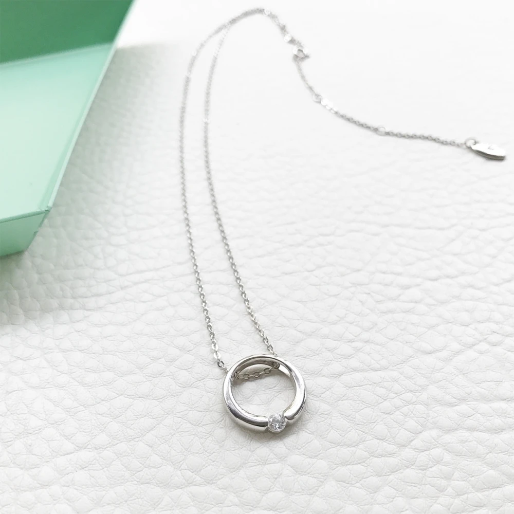 Ожерелье с кулоном женское из серебра 925 пробы покрытием белого золота 18 К и