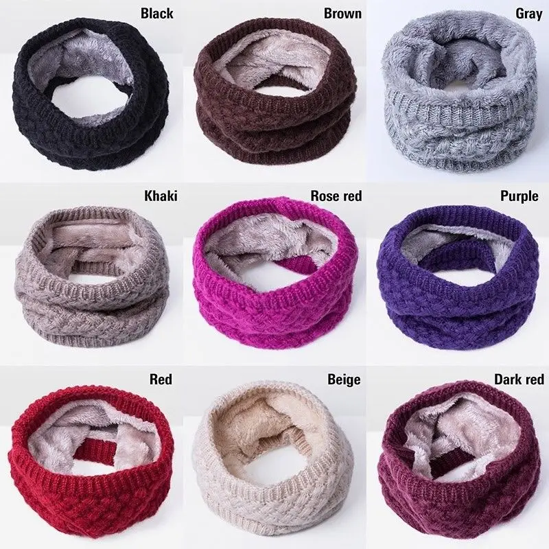 Зимний женский Флисовый Шарф повседневный теплый вязаный мягкий шарф кольцо