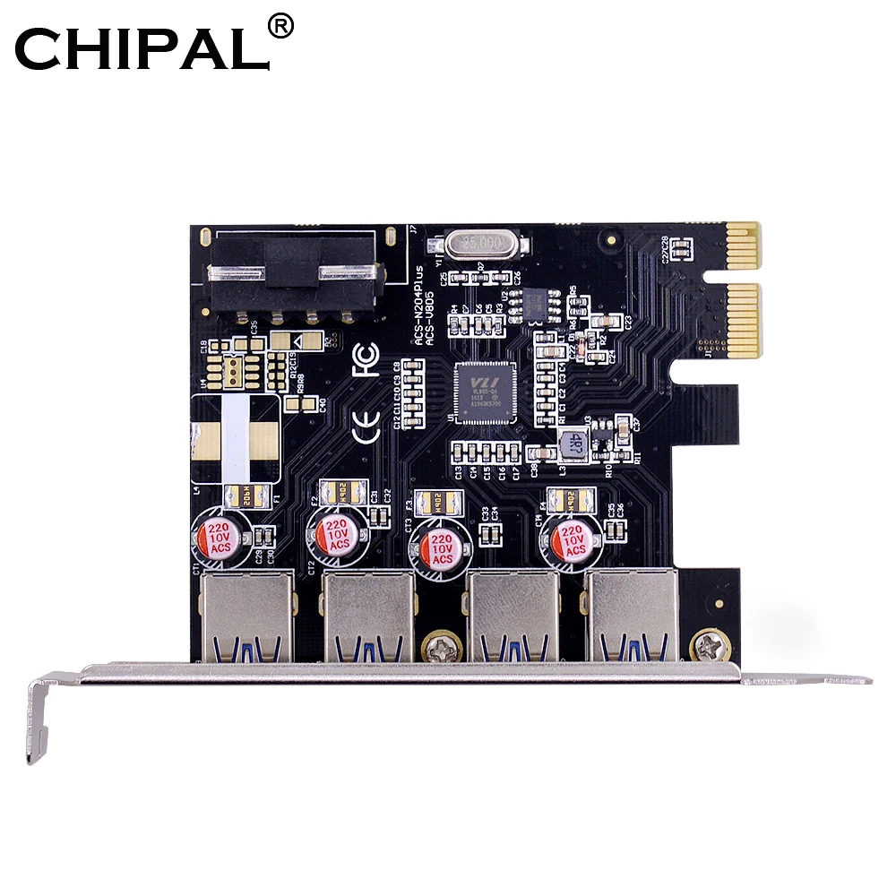 CHIPAL 4 портовый концентратор USB 3 0 PCI Экспресс хост контроллер E 1X до карта