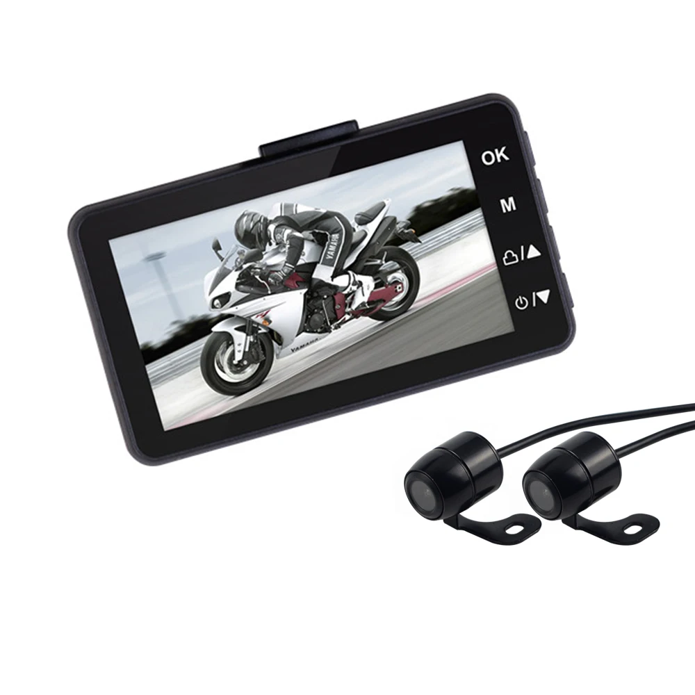 HD двойной мини Камера Видеорегистраторы для мотоциклов KY-MT18 мотор Dash Cam спереди