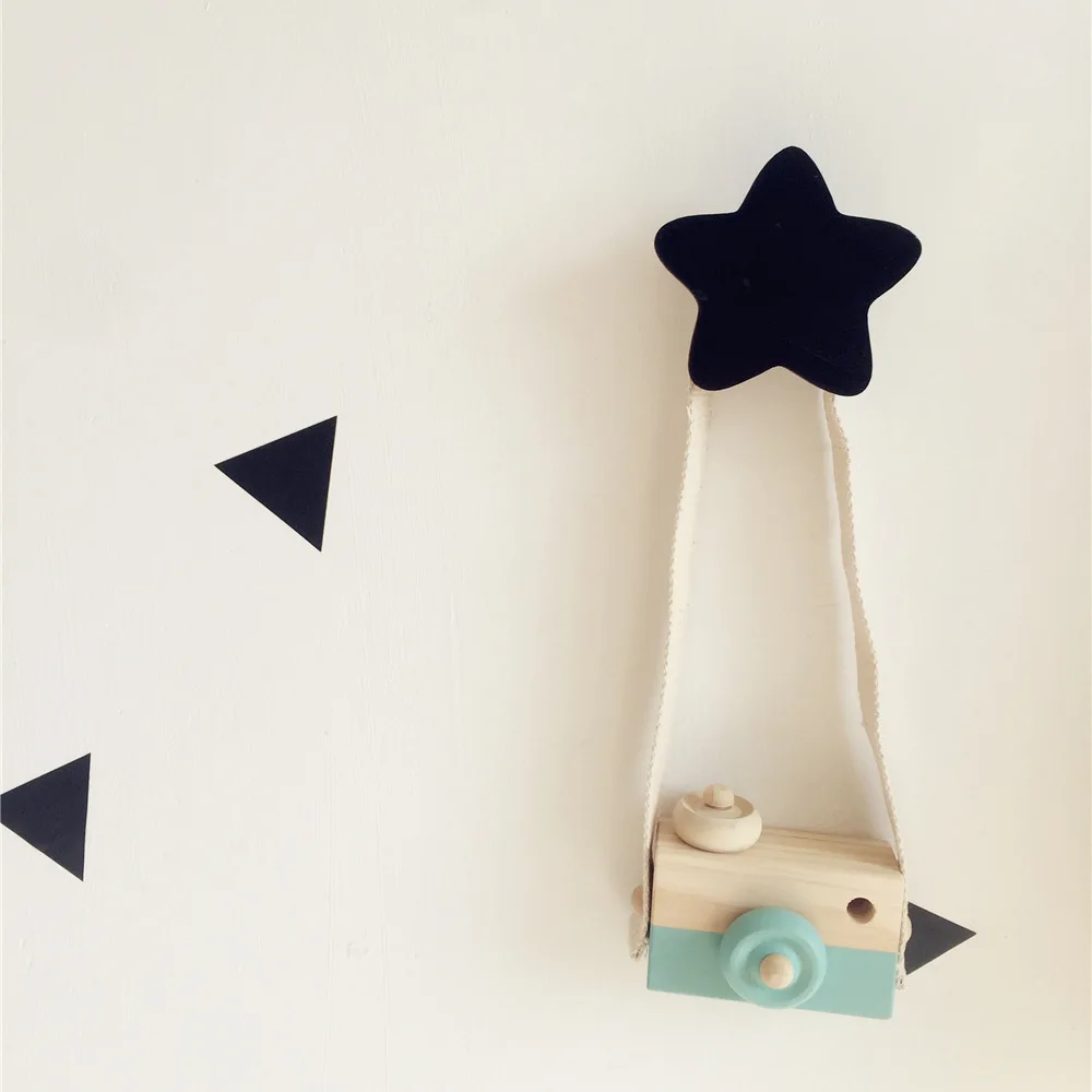 

Scandinavian Style Nursery Kids Room Decoration Wall Hook Wooden Star Clothes Rack Black White Pink Blue Clothing Hanger Art INS