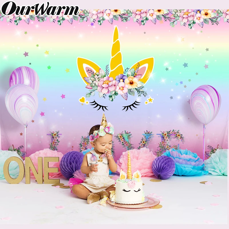 OurWarm 7x5 футов Единорог день рождения Фон фотографии День Рождения украшения для