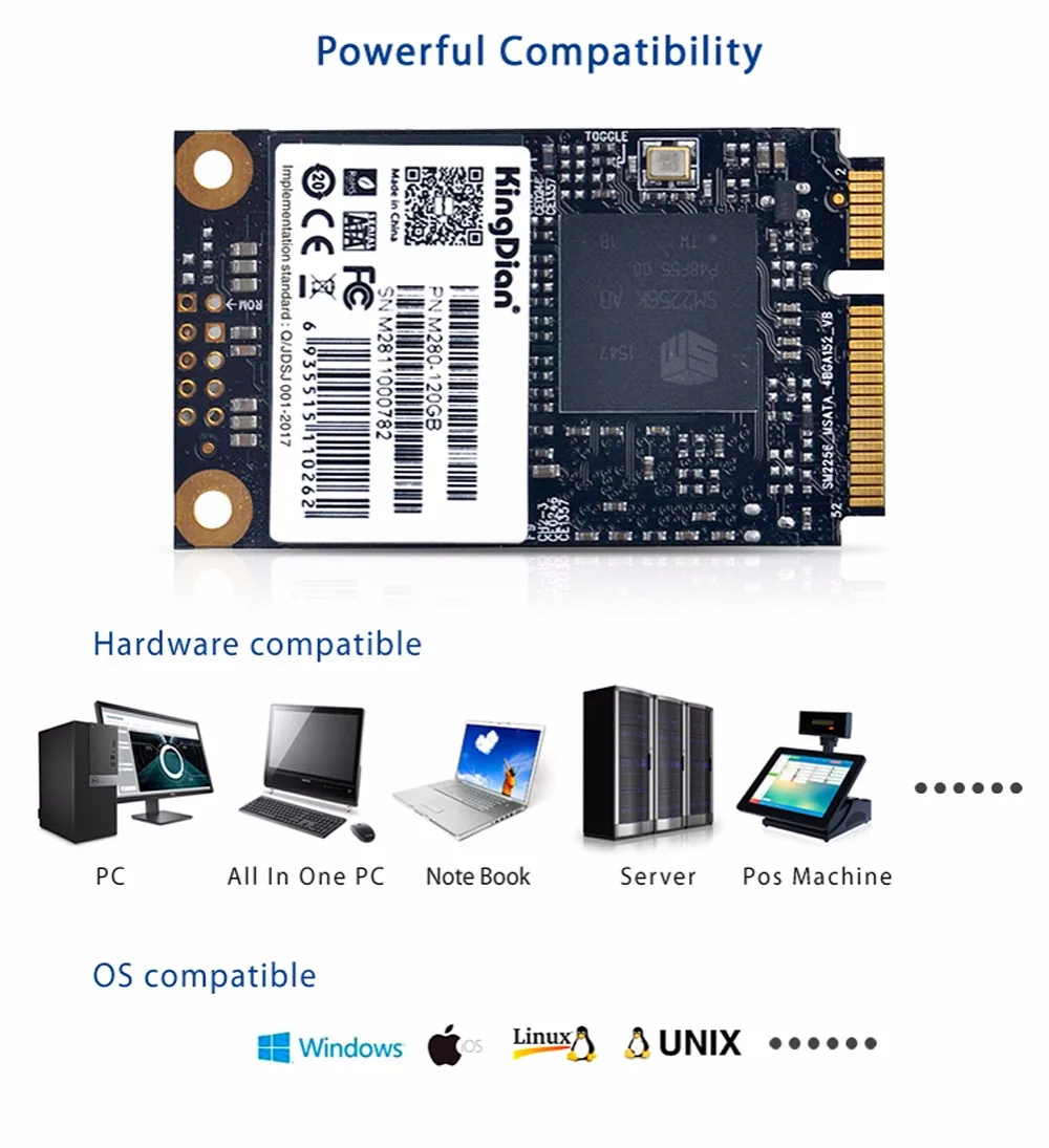 KingDian прямые поставки с фабрики гарантия качества MSATA3 внутренний SSD 496/382 Мб/с 120 ГБ 128 ГБ