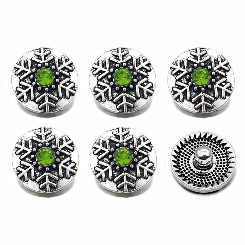 Модная металлическая кнопка 063 в виде снежинки с кристаллами 3D 12 мм для браслета