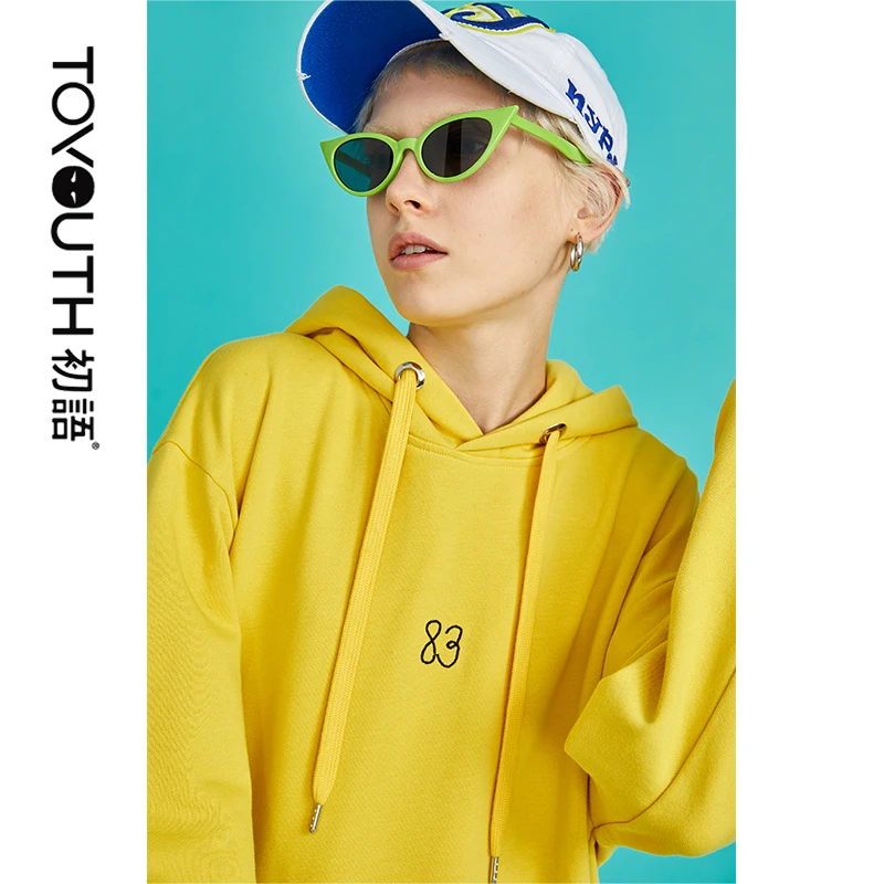 Toyouth New Autumn Lazy Cartoon Printing Women Sweatshirts Loose Hooded Long Sleeve Pullovers Korean Stylish Female Tops Hoodies | Женская
