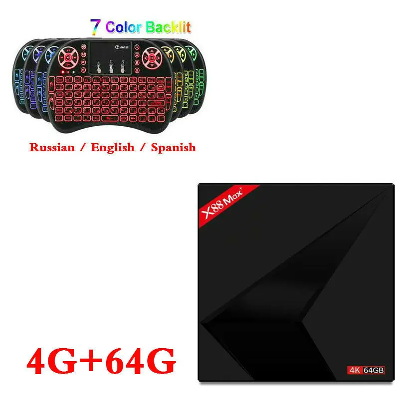 4 Гб ram 64 Гб rom X88 Max Plus 4K Smart Android 9,0 tv BOX 2,4G/5G Dual Wifi BT type-c 4GB32GB X88 MAX медиаплеер телеприставка - Цвет: 4G64G Backlit i8