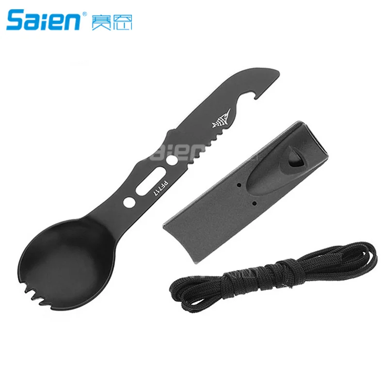 01 Многофункциональный Spork 8 в 1 Кемпинг столовые приборы, ложка, вилка, нож комбо с открывалкой для бутылок скалер рыба копье Мультитул для кемпинга - Цвет: 01