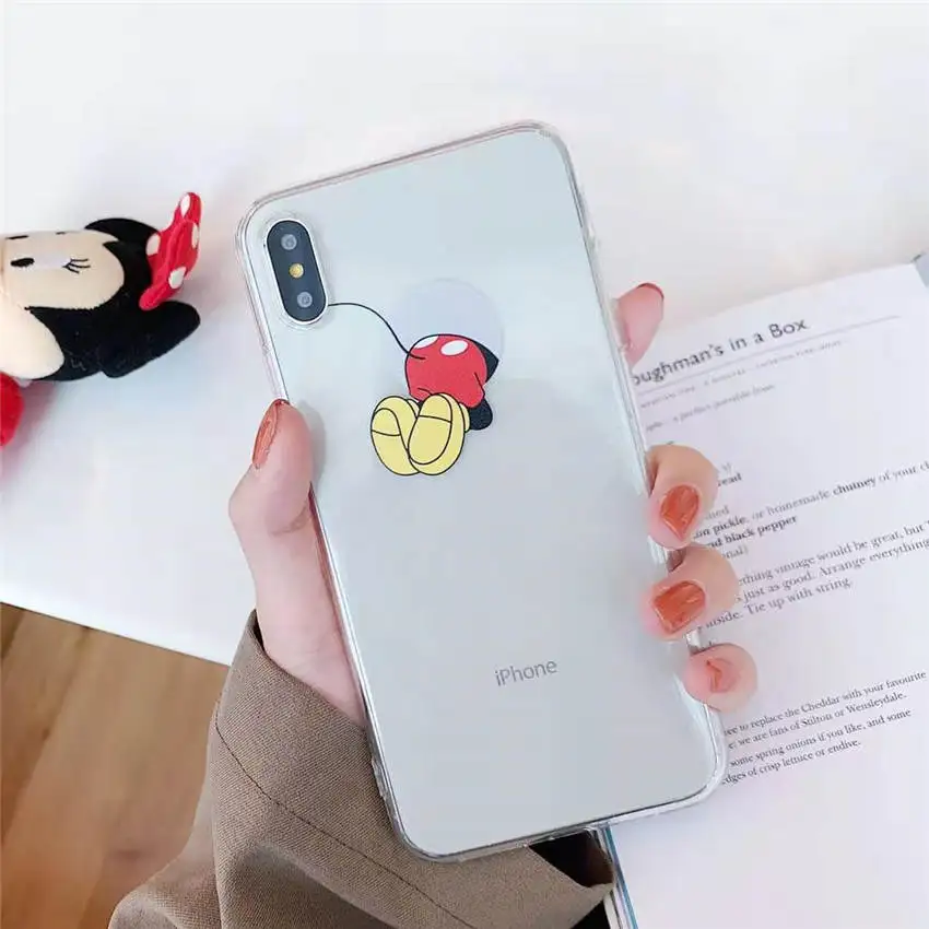 For iPhone XR XS MAX 8 7 6s Plus Clear TPU Soft Phone Case Full Back Cover Candy Hiding Mickey Mouse Cartoon Pattern Fundas Capa |