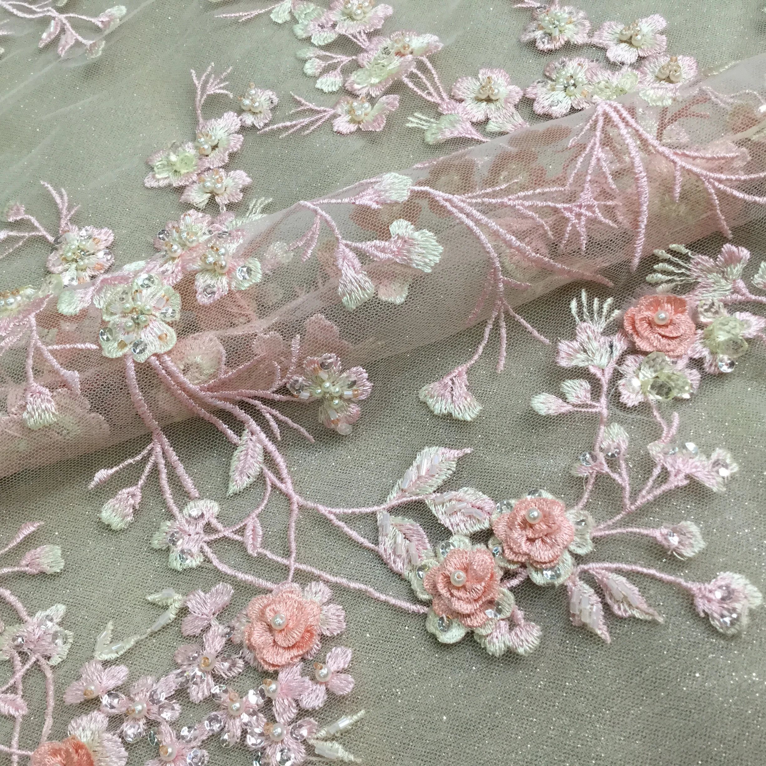 

french lace fabric ZH-52911 african lace fabric with embroidery mesh tulle fabric
