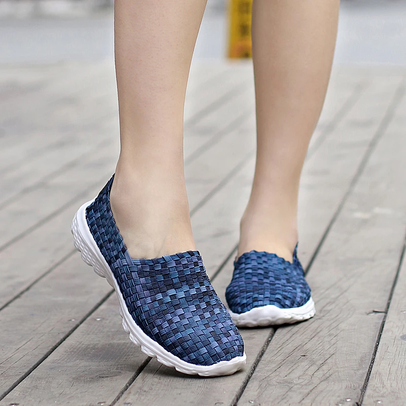 Женские лоферы на плоской подошве BeckyWalk дышащие тканевые Туфли-светильник для