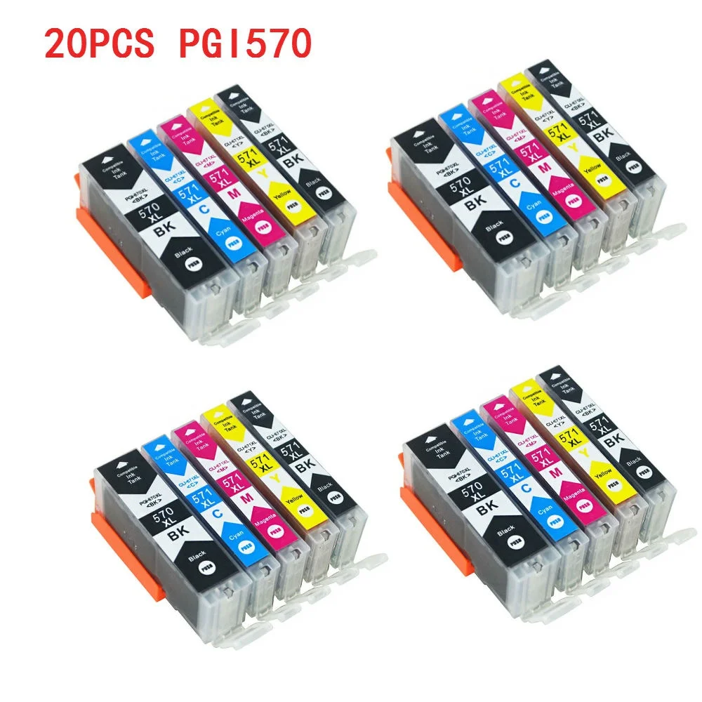 20 шт. PGI-570XL CLI-571XL картридж для Canon 570 571 MG5750 TS5050 MG5751 MG5752 | Компьютеры и офис