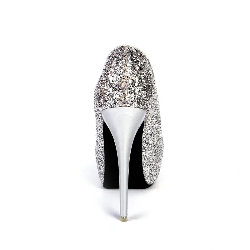 Женщины Свадьба Платформа Высокие Каблуки Обуви Круглый Носок 12 см Блестки