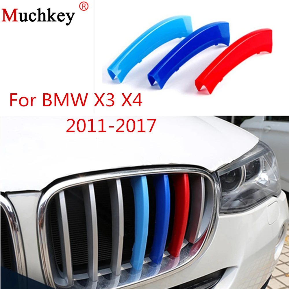 Для BMW X3 X4 F25 F26 2011 до 2017 передняя решетка отделка полоски гриль представление