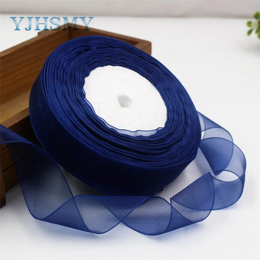 YJHSMY K-18615-25MM 1 рулон (50 ярдов) 25 мм чистый цвет прозрачная пряжа плетение Свадебные