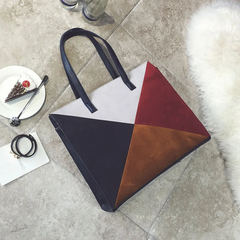 Мода Повседневная Женская Сумка Большая Емкость Хит Цвет Лоскутное Женщины