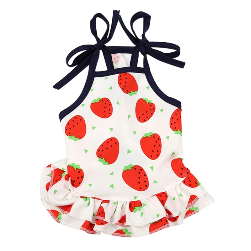 Strawberry Dress Собаки Футболка "Влюбленные" милое платье летняя одежда для собак с арбуз с принтом клубники собака кошка пара носить юбка для собак - Цвет: Strawberry Dress