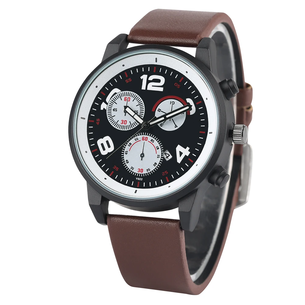 Для мужчин кожаные кварцевые часы Элитный бренд Бизнес простой дизайн Высокое