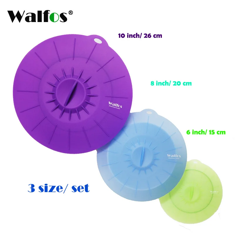 3 pieces lid WALFOS силиконовая крышка чаши для хранения продуктов, крышка для кастрюли в форме цветка, пробка для разлива, крышка для приготовления пищи, чехол для микроволновой печи - Цвет: 3 pieces lid
