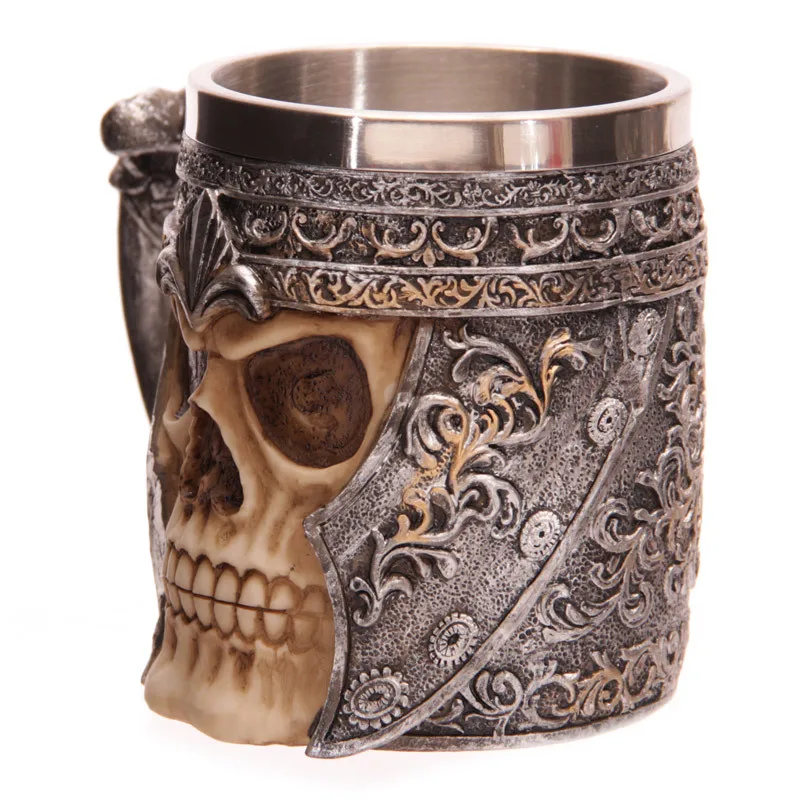 1Piece 350ML Resin Double Wall Stainless Steel 3D Skull Mugs Coffee Tea Bottle Mug Drinking Cup | Дом и сад