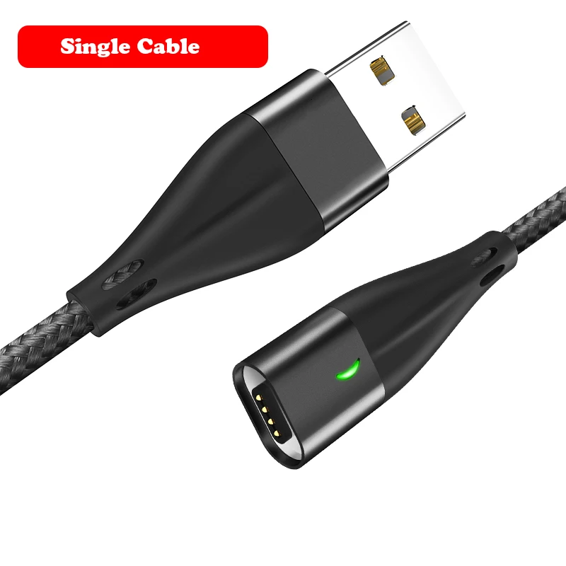 Single Black Cable Быстрая зарядка 3,0 3A Магнитный кабель 1 м/2 м магнитное зарядное устройство Micro usb type C кабель передачи данных для быстрой зарядки поддержка передачи данных - Цвет: Single Black Cable
