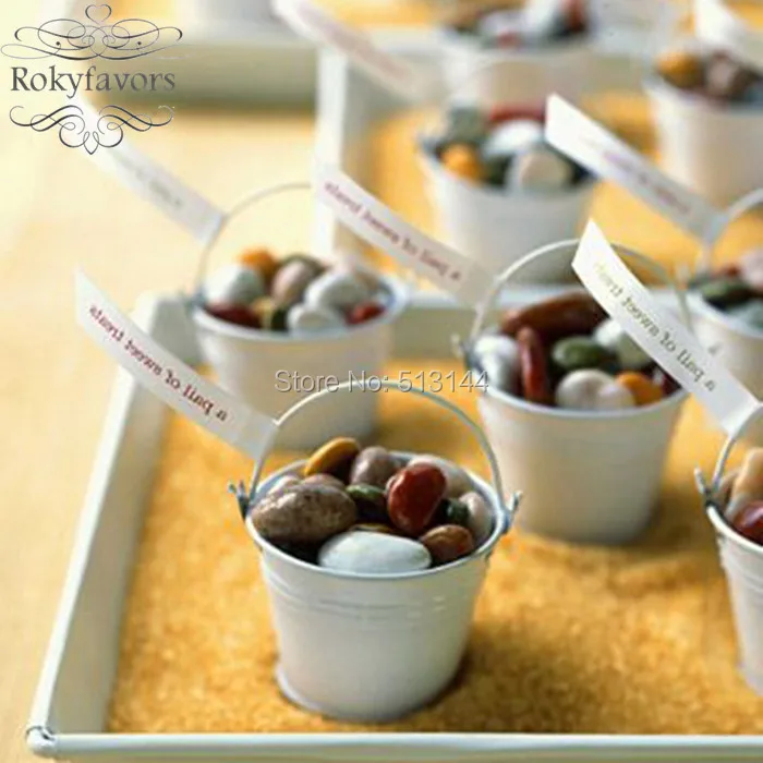 Бесплатная доставка 80 шт. белые мини ведра для пляжа милые ведерки свадьбы