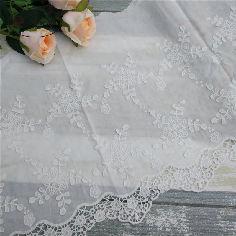 High Quality Water Ice Flower Cotton Cloth Embroidery Lace Skirt Long Fashion Clothing Width 35 Cm RS529 | Дом и сад