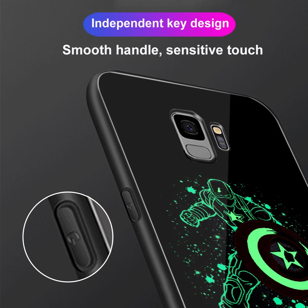 Чехол для телефона ciciber для samsung Galaxy S10 S9 S8 S7 Note 10 9 8 Plus S10e S10+ Edge Марвел Капитан Америк светящееся закаленное стекло