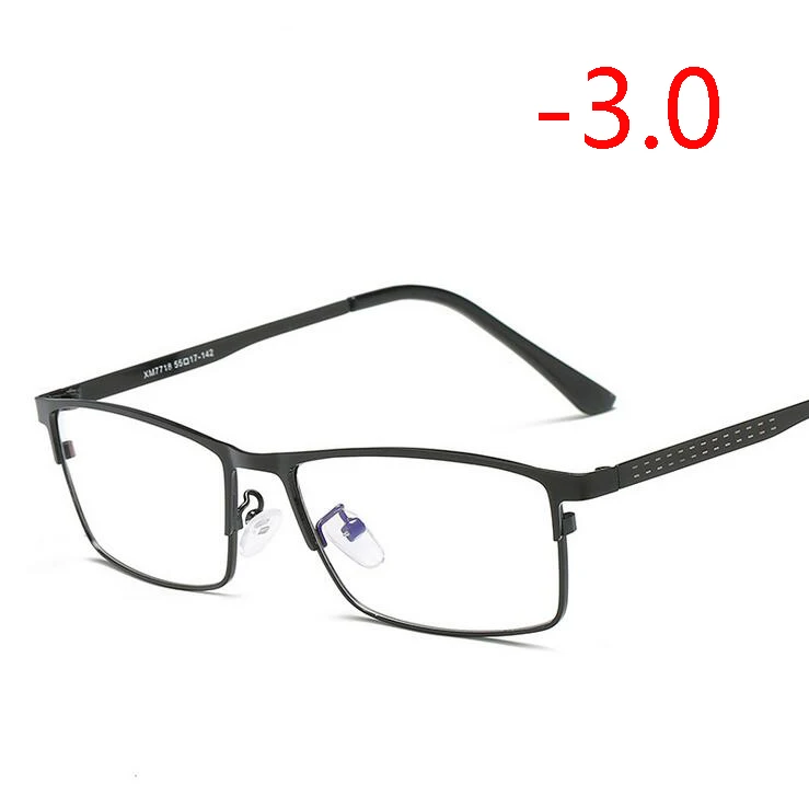 Myopia 300 1,56 асферические линзы, полная оправа, бизнес очки по рецепту, мужские Модные металлические квадратные очки для близорукости с градусом 0-0,25-0,5 до-4,0 - Цвет оправы: Myopia 300