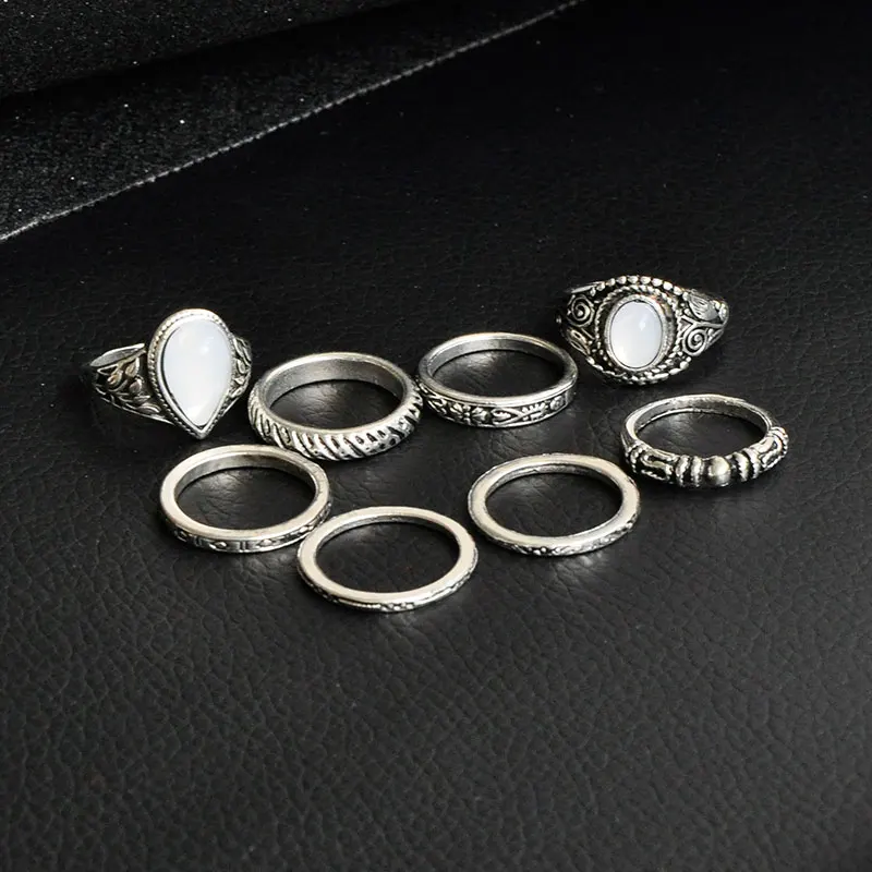 F &amp U 8 шт винтажный и античный серебряный цвет набор колец для суставов модные