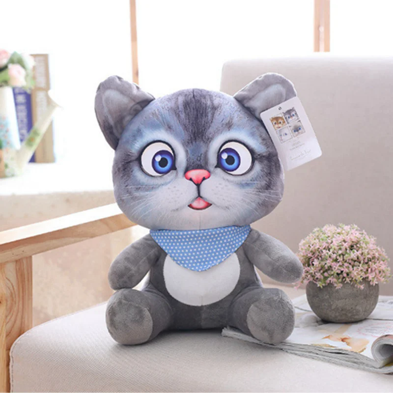 20 см милые мягкие 3D моделирование мягкие игрушки для кошек двустороннее сиденье диван подушка Kawaii Плюшевые Животные Кошки куклы игрушки подарки - Цвет: Серый