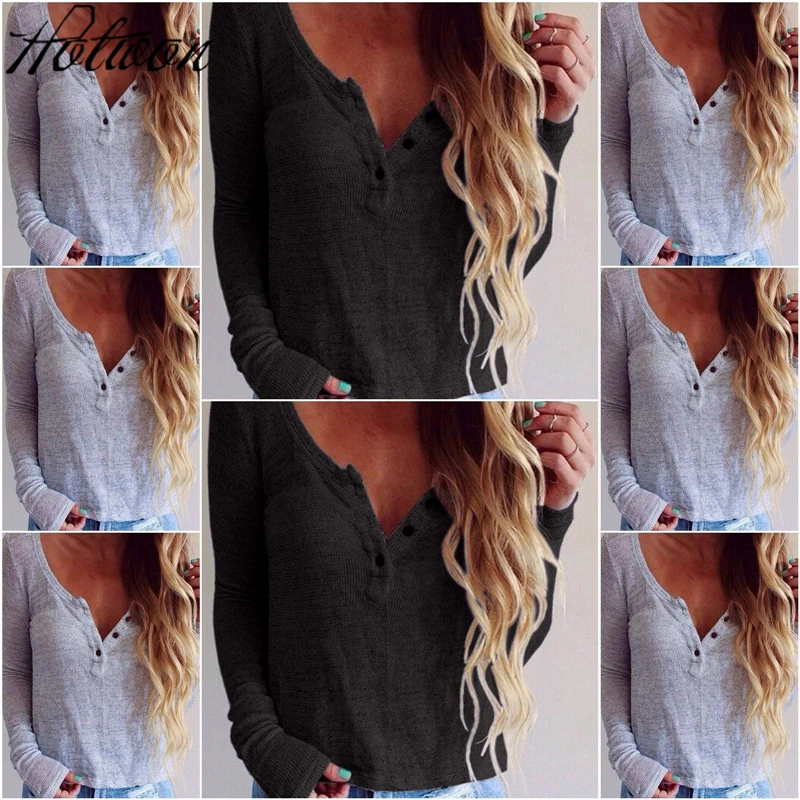 2017 Новая повседневная Осенняя зимняя свободная однотонная женская футболка