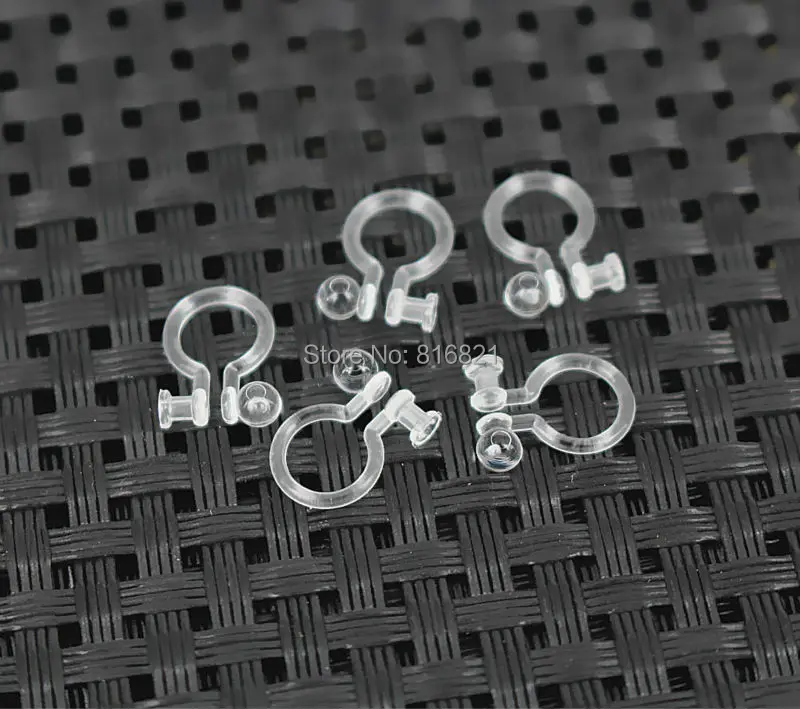 Зажим-невидимка для серег пластиковые прозрачные u-образные без проколов с