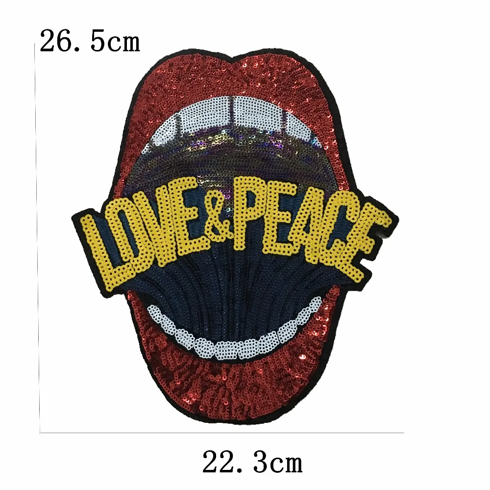 2 шт. аппликация для пришивания губ LOVE & PEACE|Заплатки| |
