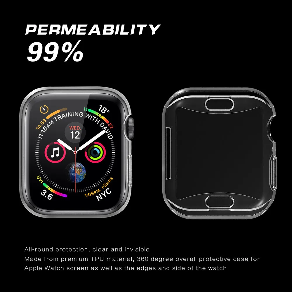 ТПУ защитные чехлы для Apple Watch Series 4 40 мм/44 мм Ультратонкий Мягкий защитный