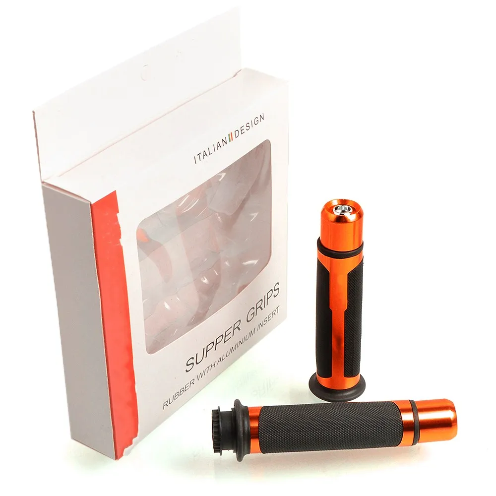 Orange with logo box Новинка 7/" CNC мотоциклетные ручки гоночные ручки руля и концы для suzuki gsr 600 honda cb 1300 kawasaki ninja 250r yamaha - Цвет: Orange with logo box