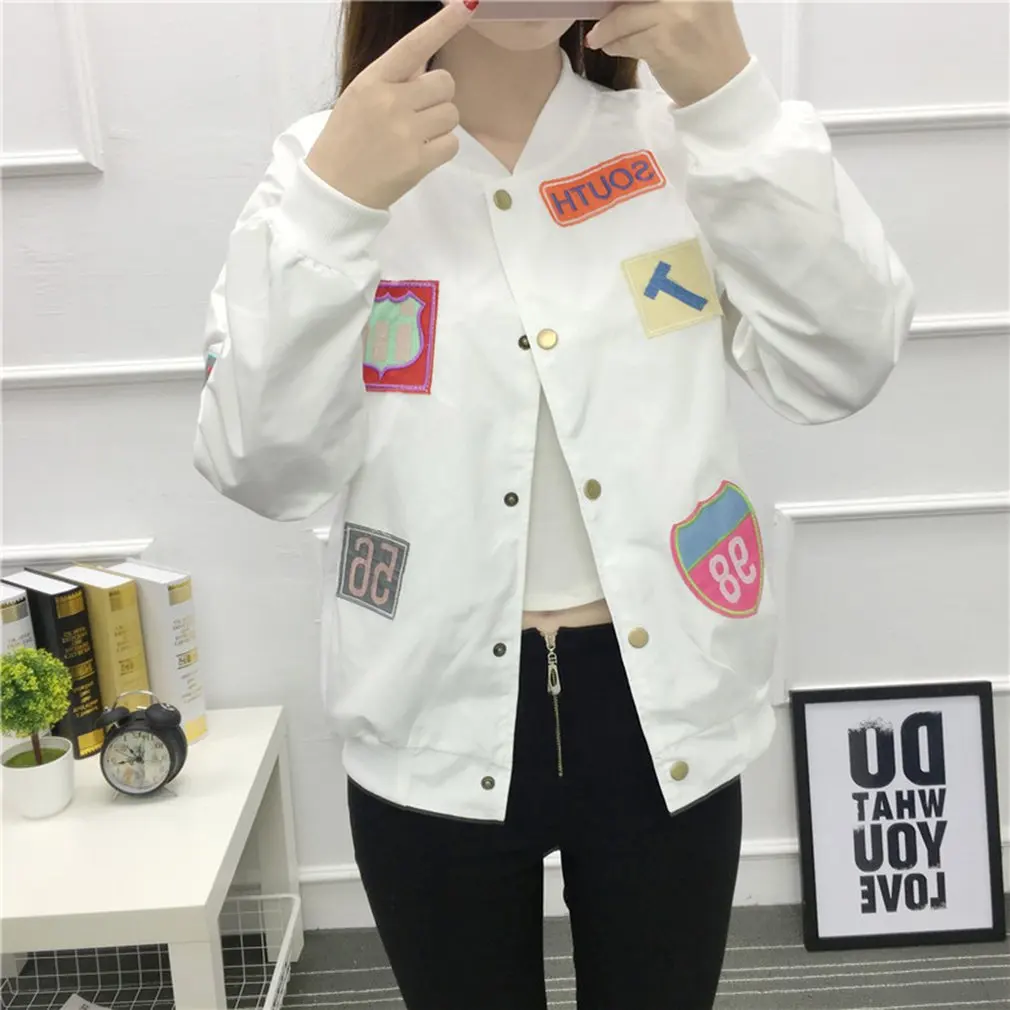 Осенние женские куртки Harajuku уличная одежда хип хоп короткая ветровка Свободная с