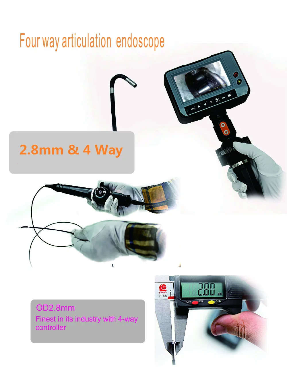 Промышленная камера-эндоскоп 2 8 мм направления 1 м с ЖК-дисплеем 4 3 дюйма USB SD-карта