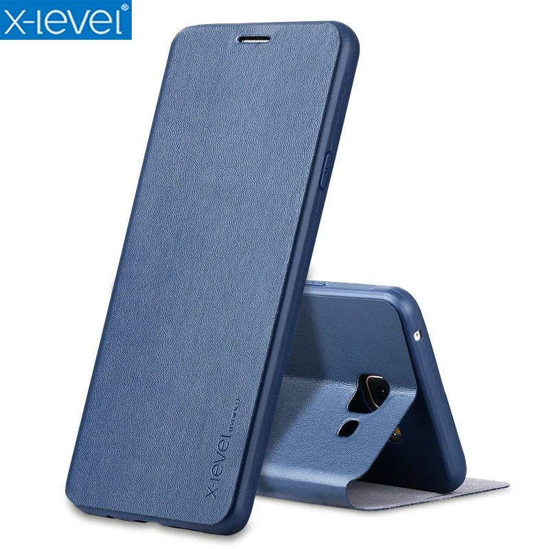 Кожаные чехлы книжки X Level с откидной крышкой для Samsung Galaxy J4 J6 J8 2018 ультратонкий