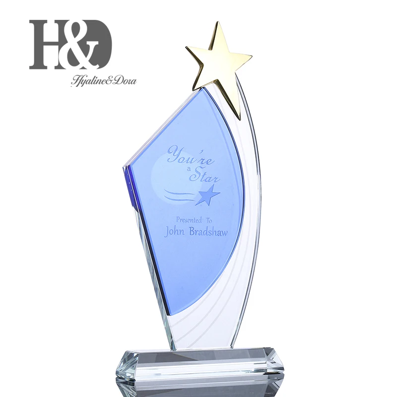 Personalizado Criativo Crystal Star Troféu Lettering Música Esporte Vela Prêmio Gravura Livre Vidro Artesanato Lembrança Ornamento Casa Decoração h & d