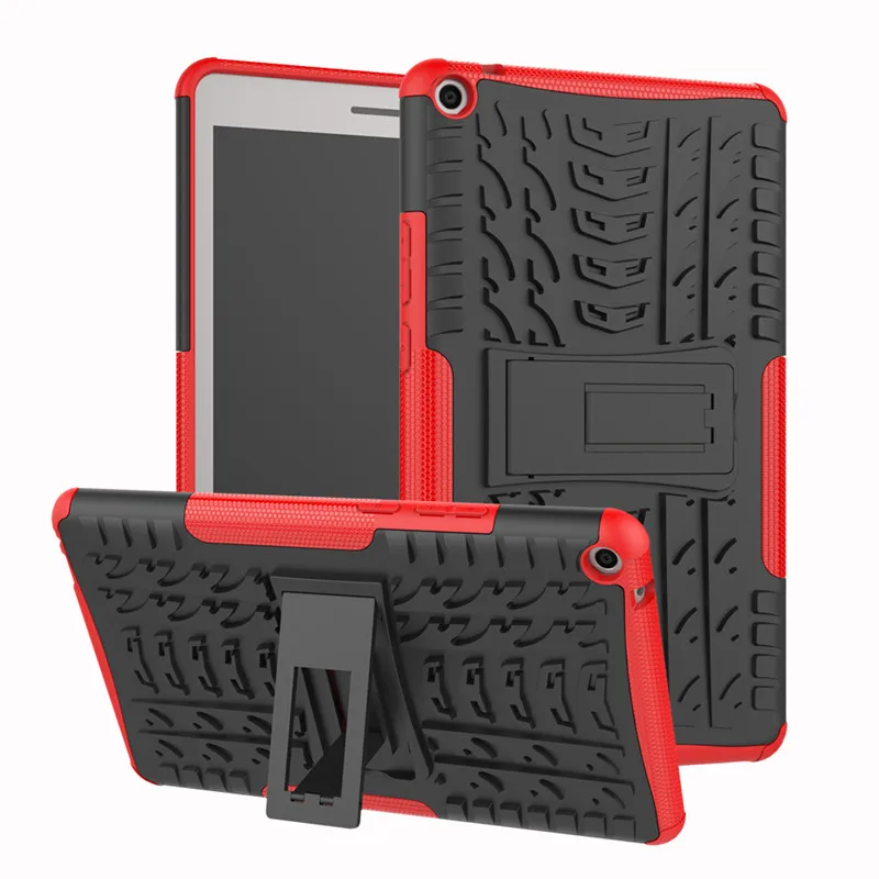 Красный Чехол для HUAWEI Mediapad T3, 8, 8 дюймов, задняя крышка, силиконовый, ТПУ, ПК, подставка, армированный, тяжелый, прочный, для телефона, Celulars, Fundas - Цвет: Красный