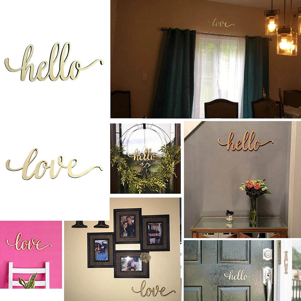 Wood LOVE Sign Home Room Bedroom Wall Decor Love Hello Letters Word Decoration for Cafe Bar Wedding Accessories | Дом и сад