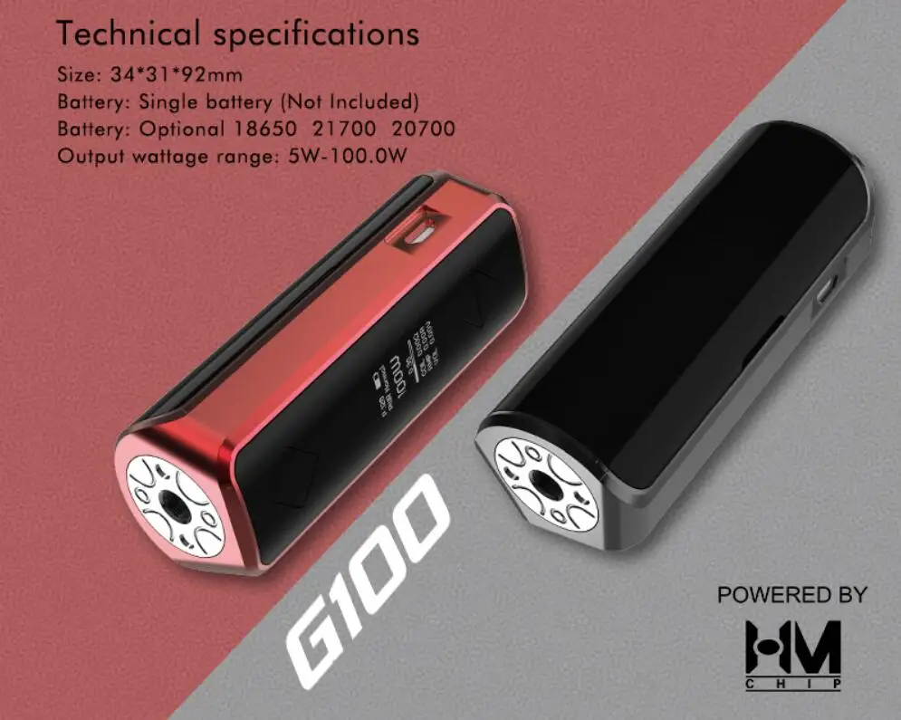 Электронные сигареты Hotcig G100 100 Вт TC Box Mod питание от одного 18650/20700/21700 Батарея электронная сигарета испаритель VS Hotcig RSQ Mod