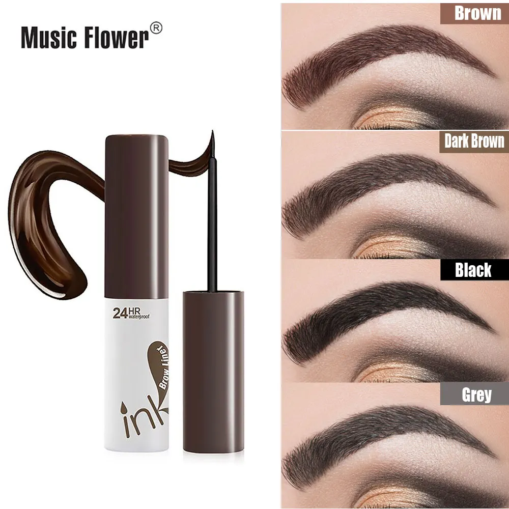Music Flower 5 цветов жидкая подводка для бровей Гель для макияжа; сделаны из Натурального Коричневого краска с эффектом татуировки умирает интенсификаторы для бровей Водонепроницаемый, Длительное Действие, устойчивые к воде