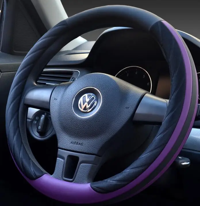 purple Стиль чехол рулевого колеса автомобиля модный Противоскользящий чехол рулевого колеса автомобиля Микро волоконный кожаный материал четыре сезона использование 38 см - Название цвета: purple
