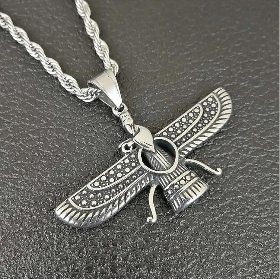 Новое мужское винтажное ожерелье с подвеской Iran Faravahar Ahura Mazda, модное зороастрийское ожерелье, мужское хип-хоп ювелирное изделие, подарки